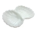 Avon Vintage 1970s Milk Glass Double Scalloped Shell Trinket Dish Beach Decor