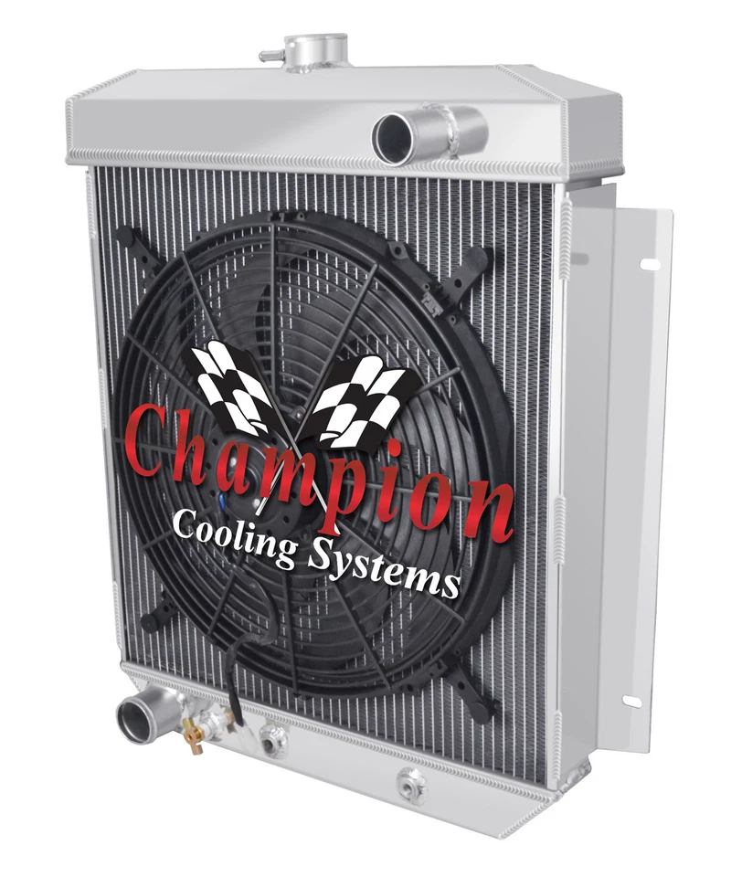 2 Row Kool Champion Radiator W/ 16" Fan for 1955 1956 Ford Mainline V8 Engine - Image 3 of 4