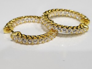 Authentic Real Mossanites Hand Made 18k Gold Plated 925 silver Non-tarnish Hoop Earrings