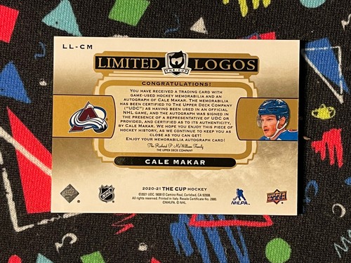 2020 Upper Deck The Cup Cale Makar Limited Logos Four Color Patch Auto /50 NM - Bild 2 von 2