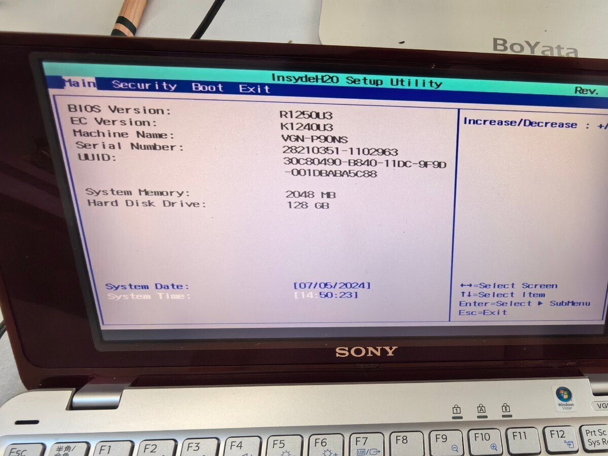 Sony VAIO VGN-P90NS バイオ Sony Vaio VGN-P90NS Black Atom Z540 RAM 2GB SSD 52.2GB