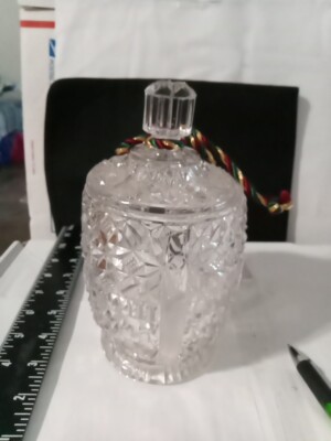 Vintage Elegant Cut Crystal Glass Biscuit Jar Pioneer Style Heavy Cover With lid