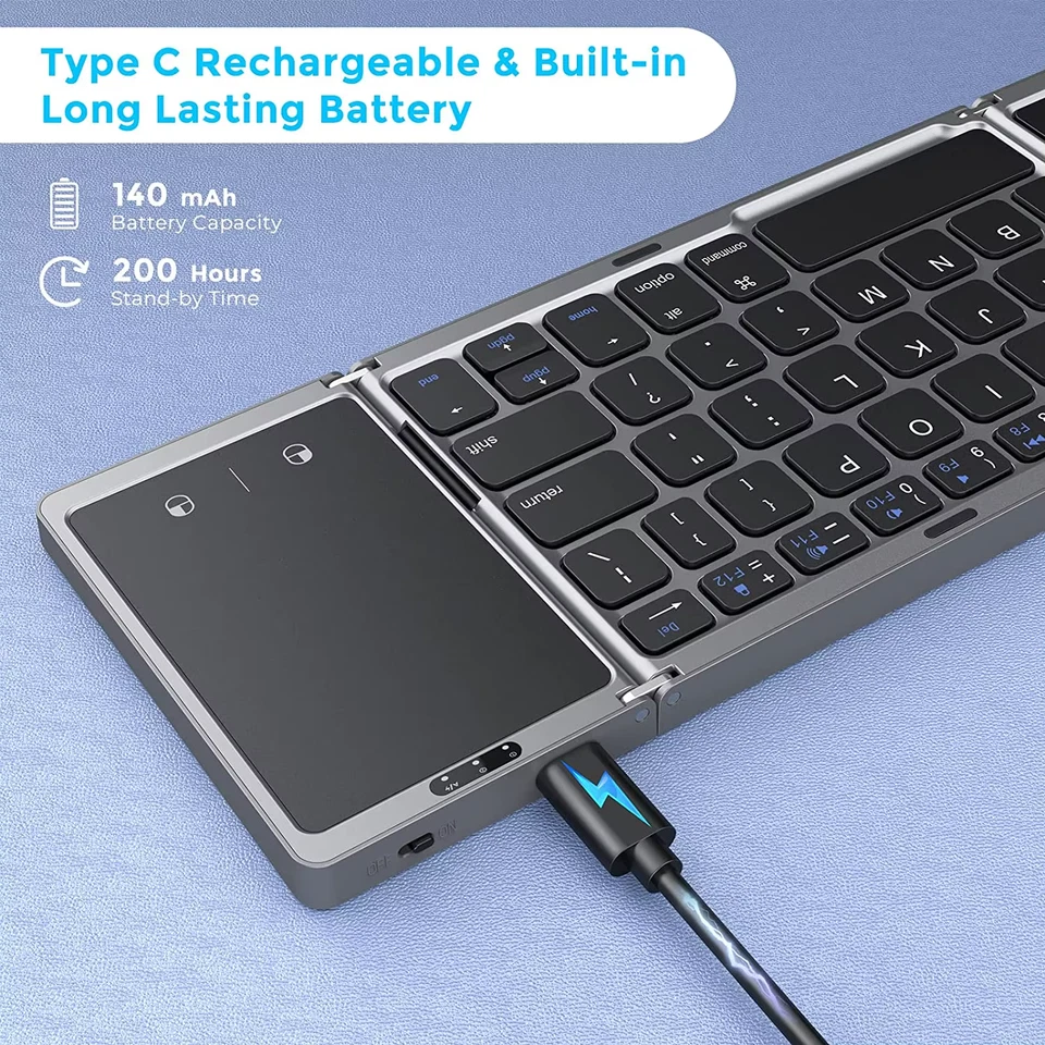 Foldable Wireless Bluetooth Keyboard Rechargeable Folding Portable Keyboards - Image 4 of 4