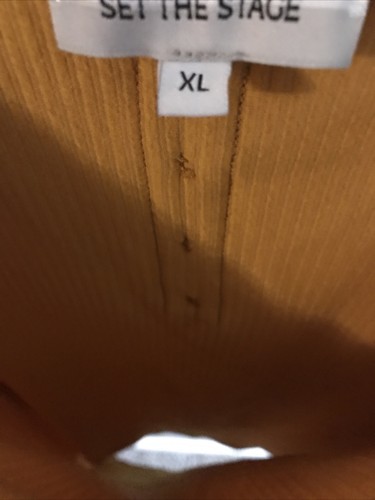 Top pulóver de manga corta para mujer SET THE STAGE amarillo quemado XL abotonado - Imagen 6 de 8