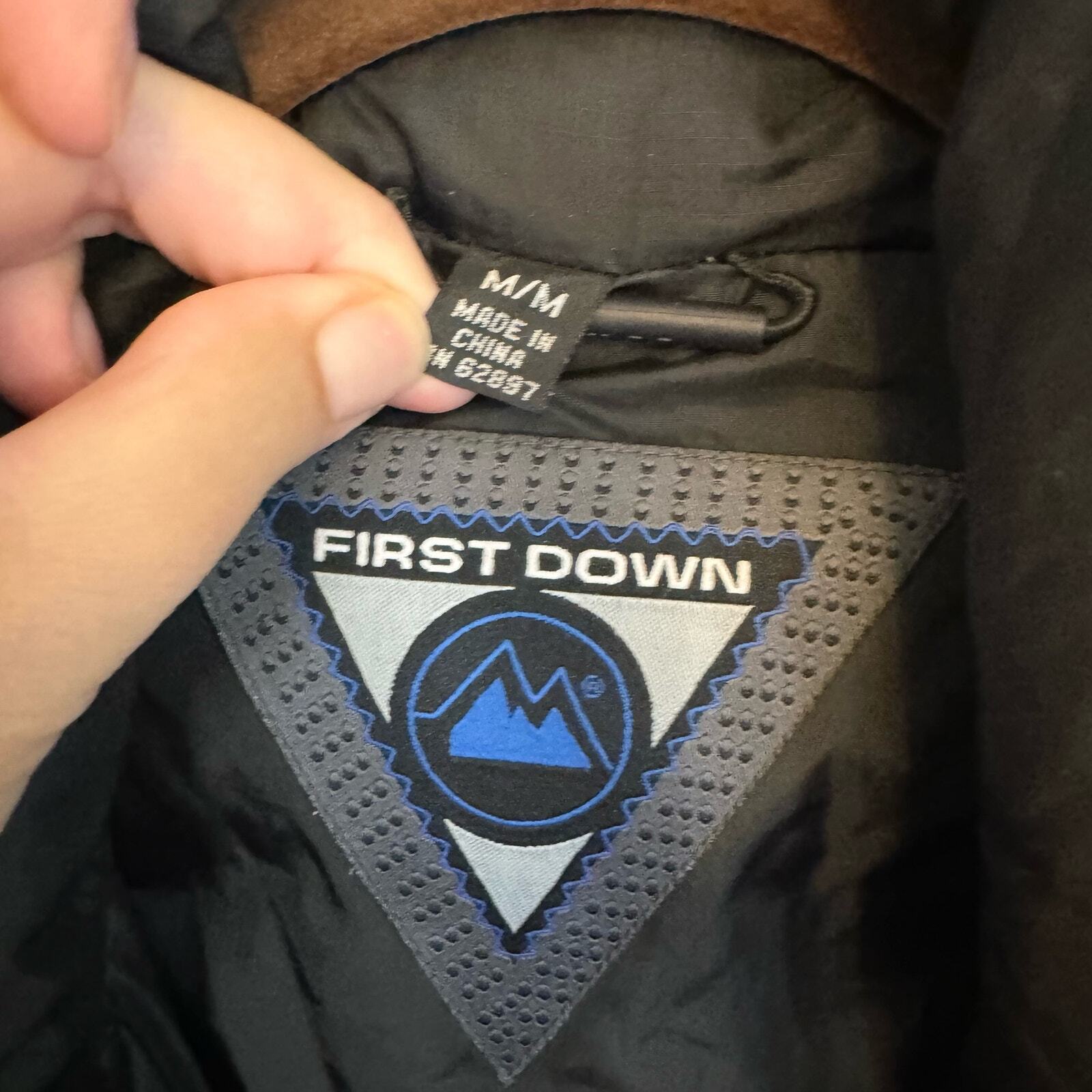 First Down Puffer Jacket Mens Medium Black Full Z… - image 6