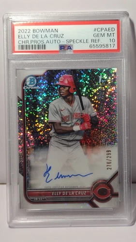 2022 Bowman Chrome Speckle Refractor Elly De La Cruz Prospect Auto /299 PSA 10
