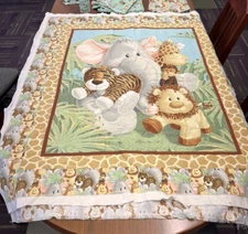 VTG JUNGLE BABIES PATTY REED Quilt Set Almost Completed Sewing Baby Blanket DIY