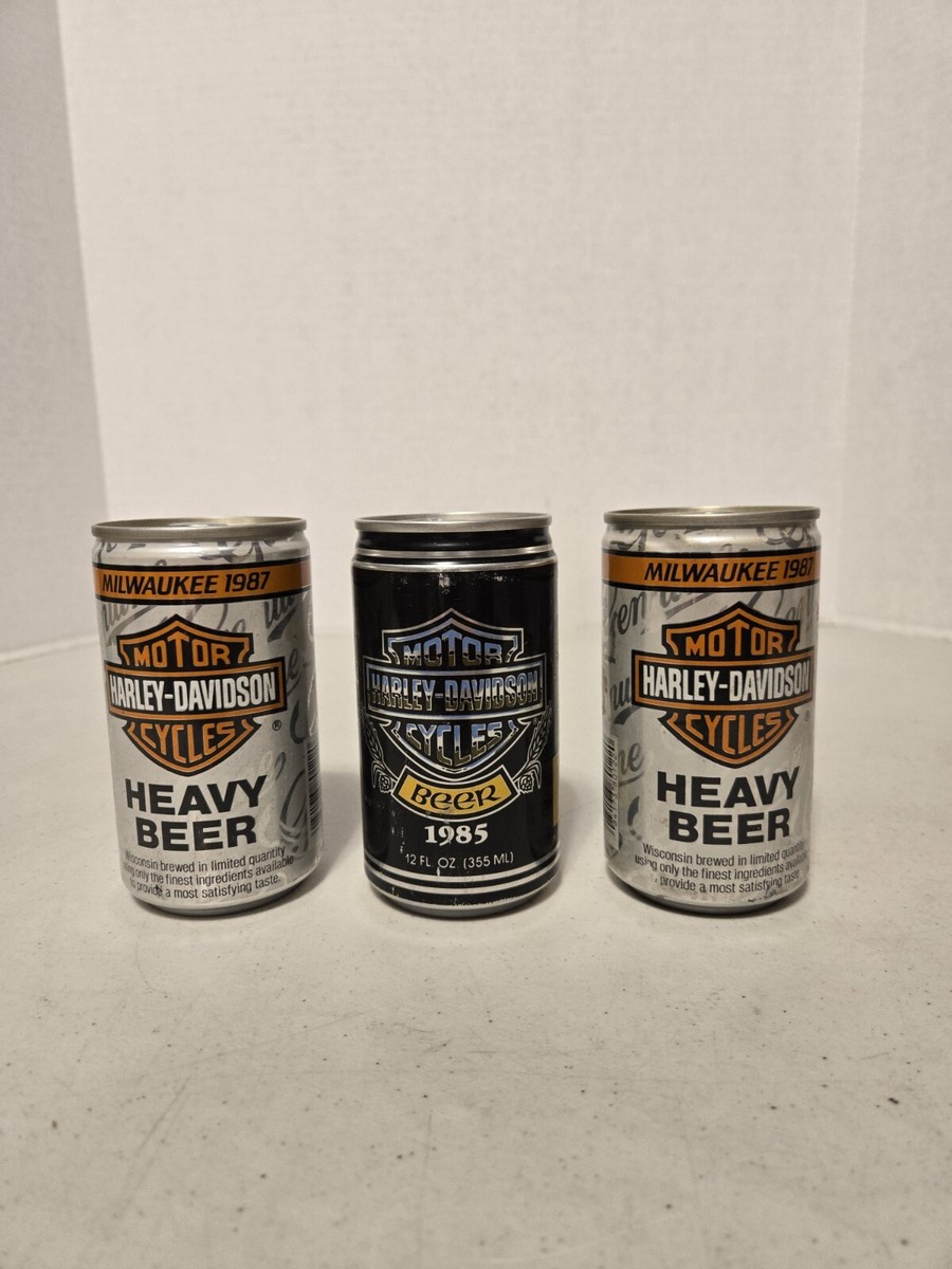3) Vintage Empty Harley Davidson Motorcycle Heavy Beer Cans