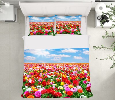 3D Colorful Flower Field KEP496 Bed Pillowcases Quilt Duvet Cover Luna