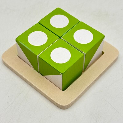 Q bitz Jr. Wooden Tray with 4 Green Cubes 2016 Replacement Pieces Parts Junior