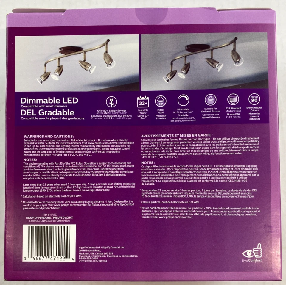 Philips par 20 led bulb 3000k 3 pack indoor dimmable 5.5 watt 50w replacement - Image 2 of 4