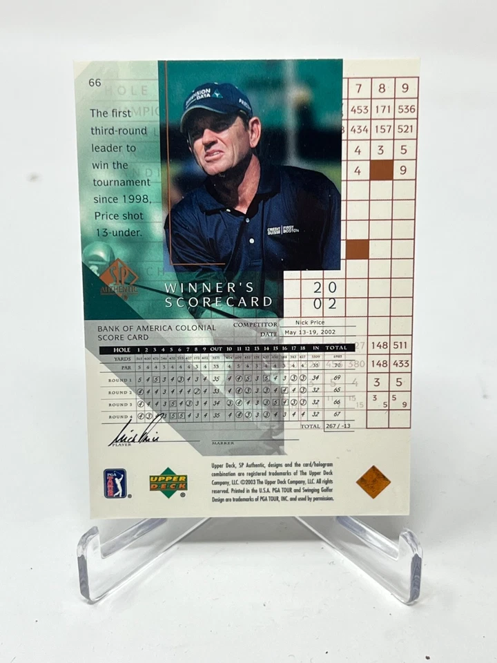 2003 UD SP Authentic Nick Price Winners Scorecard Card #66 #0750/3499 BUF - Image 2 of 2