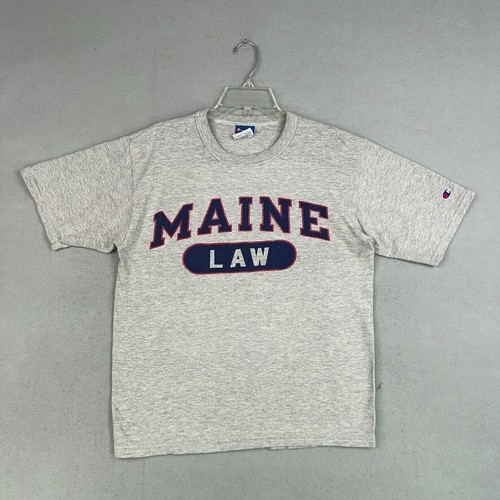 Vintage Maine Law Shirt Adult Medium Grey Tee Champion School University Y2K