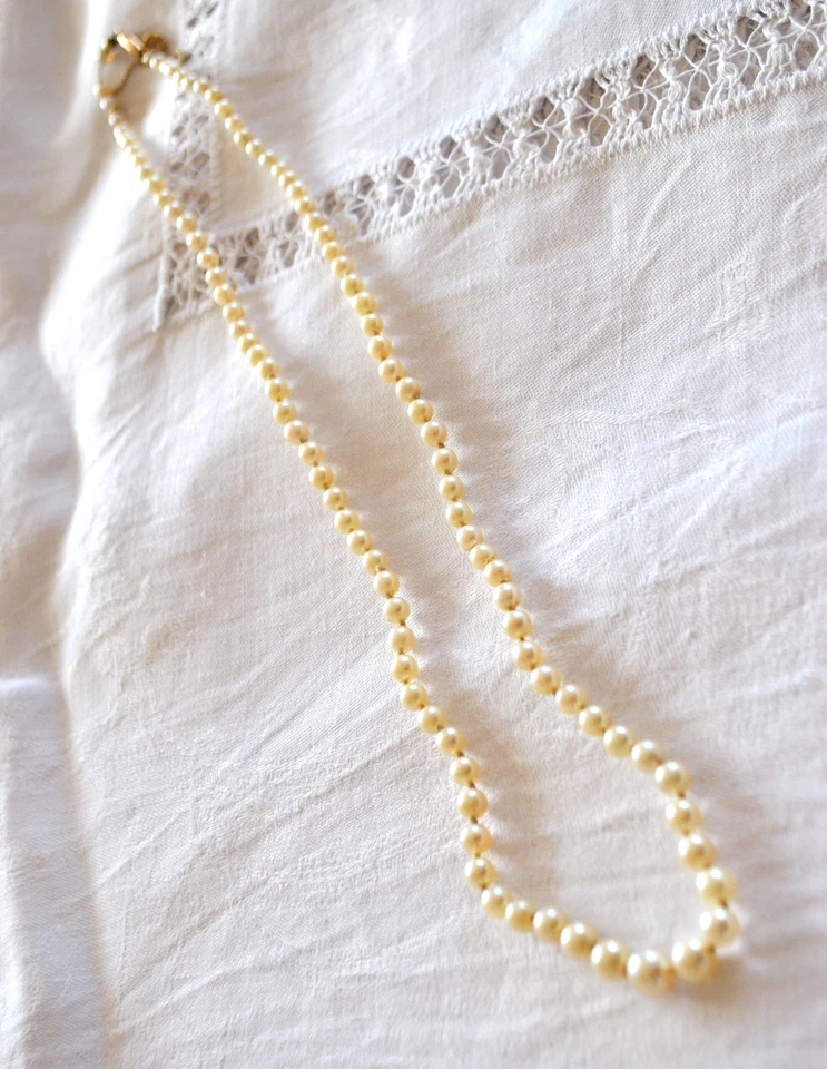 Collier de perles vintage et fermoir en Or jaune 750 Hibou - Photo 2/3