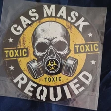 8" Round Metal Sign Man Cave Garage Bar Gas Station Wall Art Yellow Gas Mask