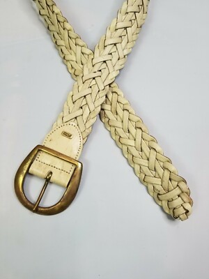AMERICAN LIVING VINTAGE IVORY CREAM BRAIDED LEATHER BELT  display picture 1