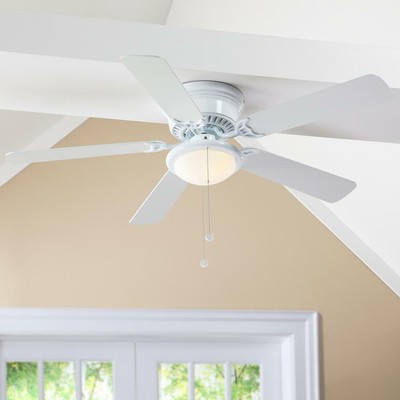 Hugger 52 In Led Indoor White Ceiling Fan With Light Kit