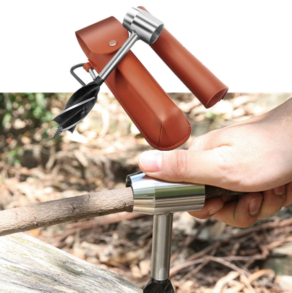 Portable Multi Purpose Drill Rods W Leather Bag For Outdoor Sport Jungle Craft