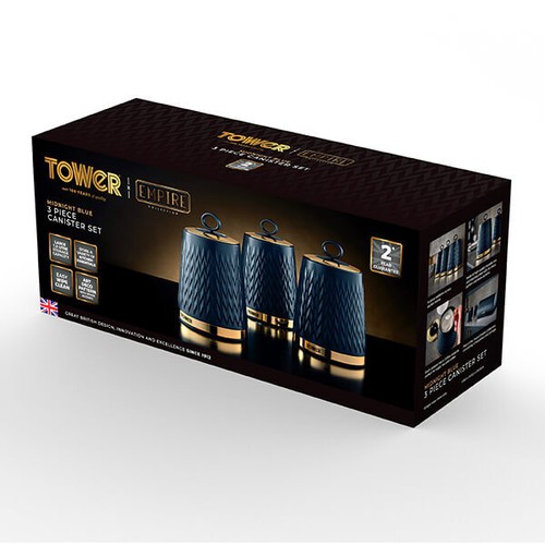 Tower T826091MNB Empire Storage Canisters Midnight Blue (Set of 3