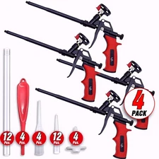 4 Pack Luft Professional Expanding Spray Foam Gun (4 Guns + 36 Tips and Tools)
