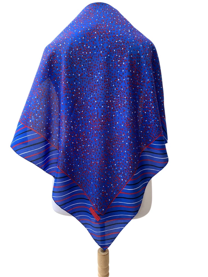 GIVENCHY Polkadot Blue SQUARE Silk scarf 29/30 in Made In Italy #A30 - Image 2 of 4