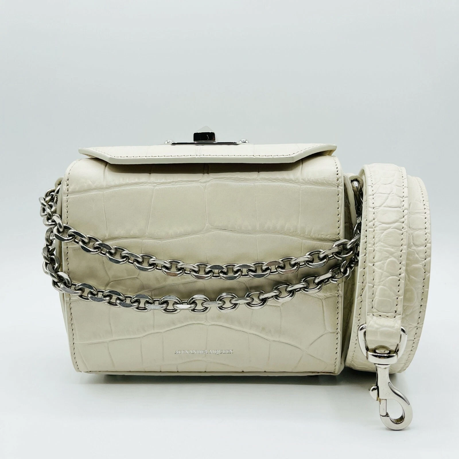 Alexander McQueen Off White Crocodile Embossed Box 16 Bag 479767 DZT0Y 9007