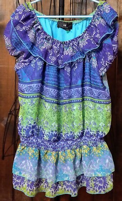 Girls Amy Byer Colorful Print Blouse Size XL(10/12)
