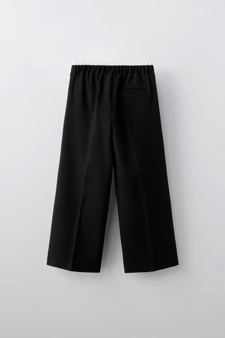 ZARAサスペンダー付きスノーパンツ ブラック/ホワイト Zara Girls DOUBLE WAISTBAND PANTS Black Size 10 Years New | eBay