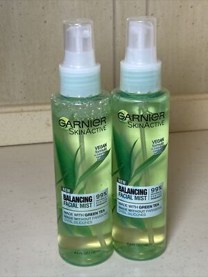 2 Garnier Skin Active Balancing Facial Face Mist with Green Tea 4.4 oz 