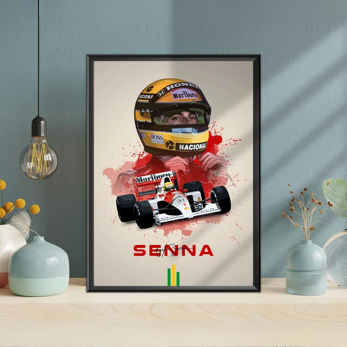 CASCO AYRTON SENNA Stampa Poster Formula 1 Motorsport A4 A3 A2 Wall Art - Foto 12