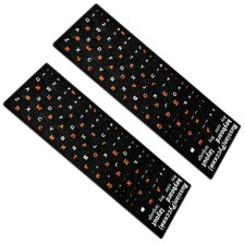2  Russian Standard Keyboard Layout Replace Sticker Orange Letters on Black C