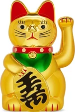 Chunful 5 Inch Lucky Cat Waving Arm Maneki Neko Gold Fortune 5 inch 