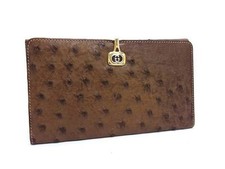 Gucci Wallet Old Gucci Ostrich 035 001 0091 Logo Clip Bifold Long Wallet From