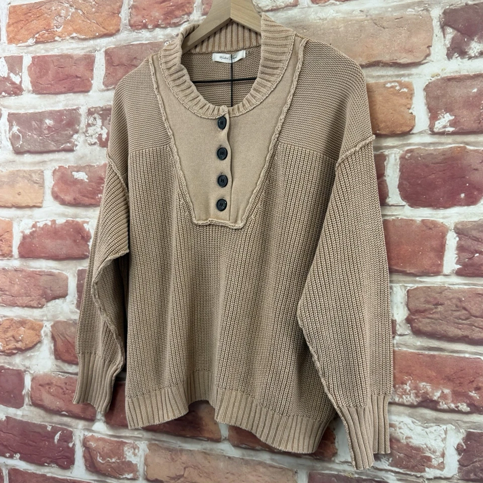 Suéter Semilla Mostaza Mujer Pequeño Bronceado Desgastado Usado Look Tejido Popover Foto 3 de 4