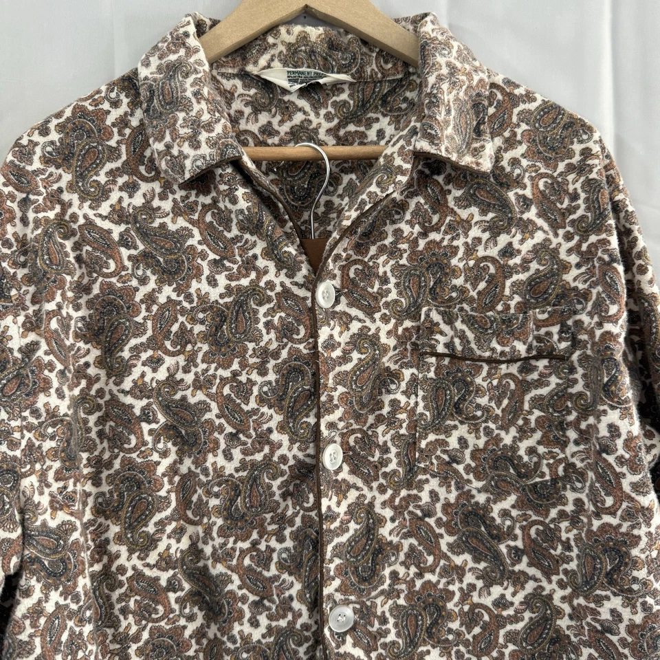 Conjunto de pijama vintage de cachemira de prensa permanente XL para hombre marrón pijamas salón fumar Foto 2 de 4