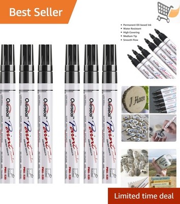 White Oil-Based Paint Markers 6 Pack Permanent Waterproof Quick Dry Art