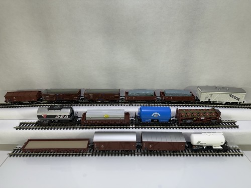 14x Roco Güterwagen, Kessel, offen, gedeckt, Rungen, DC, gebr., H0 #0414 | Zustand: Gebraucht
