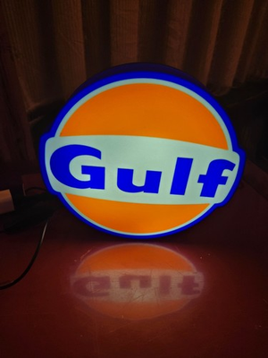#ad Gulf Oil Gas Retro USB Lighted LED Sign Man Cave Garage Arcade $39.00