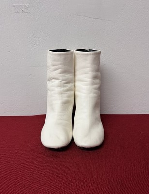 FOR CHARITY: Celine Paris, Leather Western White Oxford Boots, Size EU 37