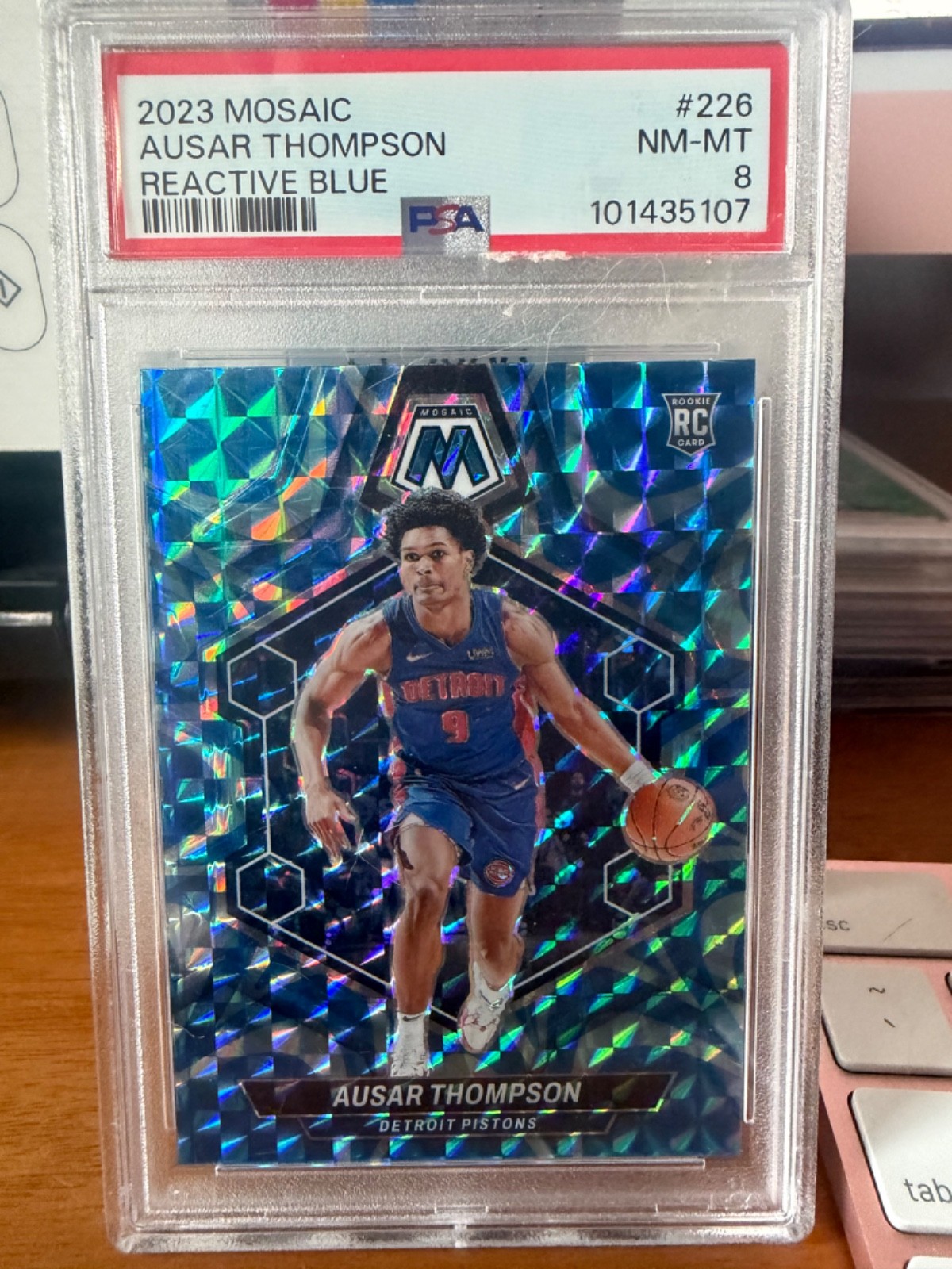 2023-24 Panini Mosaic - Rookies Ausar Thompson #226 Reactive Blue Mosaic...