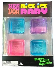 NeeDoh Nice Ice Baby 4 pack, Set of Four Nee Doh Mini Nice Cube Pink Blue Purple