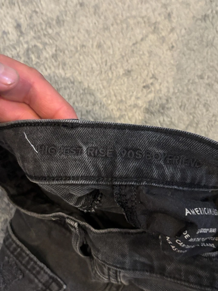 American Eagle Jeans Womens 00R Highest Rise 90s Boyfriend Black Denim Casual - Image 3 of 4