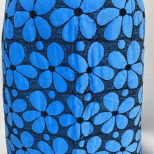 Vintage Blue Flower Skirt Maxi 1960S Flower Power Textured OOAK Hostess Party   