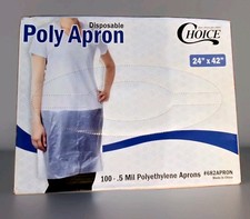 Disposable White Poly Aprons 24"x42" for Cooking Painting Arts  Crafts 200 Pack
