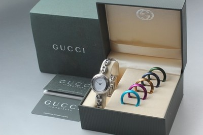 Vintage Gucci Change Bezel 11/12.2L 6 Farben Silber Damen Quarzuhr [mit Box]