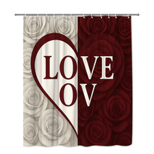 Elegant Love Shower Curtain with Roses, Decorative Bathroom Decor