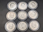 🔥 ESTATE LOT 1964-D 90% KENNEDY HALF DOLLAR AU - UNCIRCULATED LOT X 9 CAPSULES