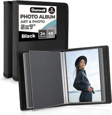 Dunwell Small Photo Album 5x7 (2-Pack, Black), w/ BLK Paper, Black 