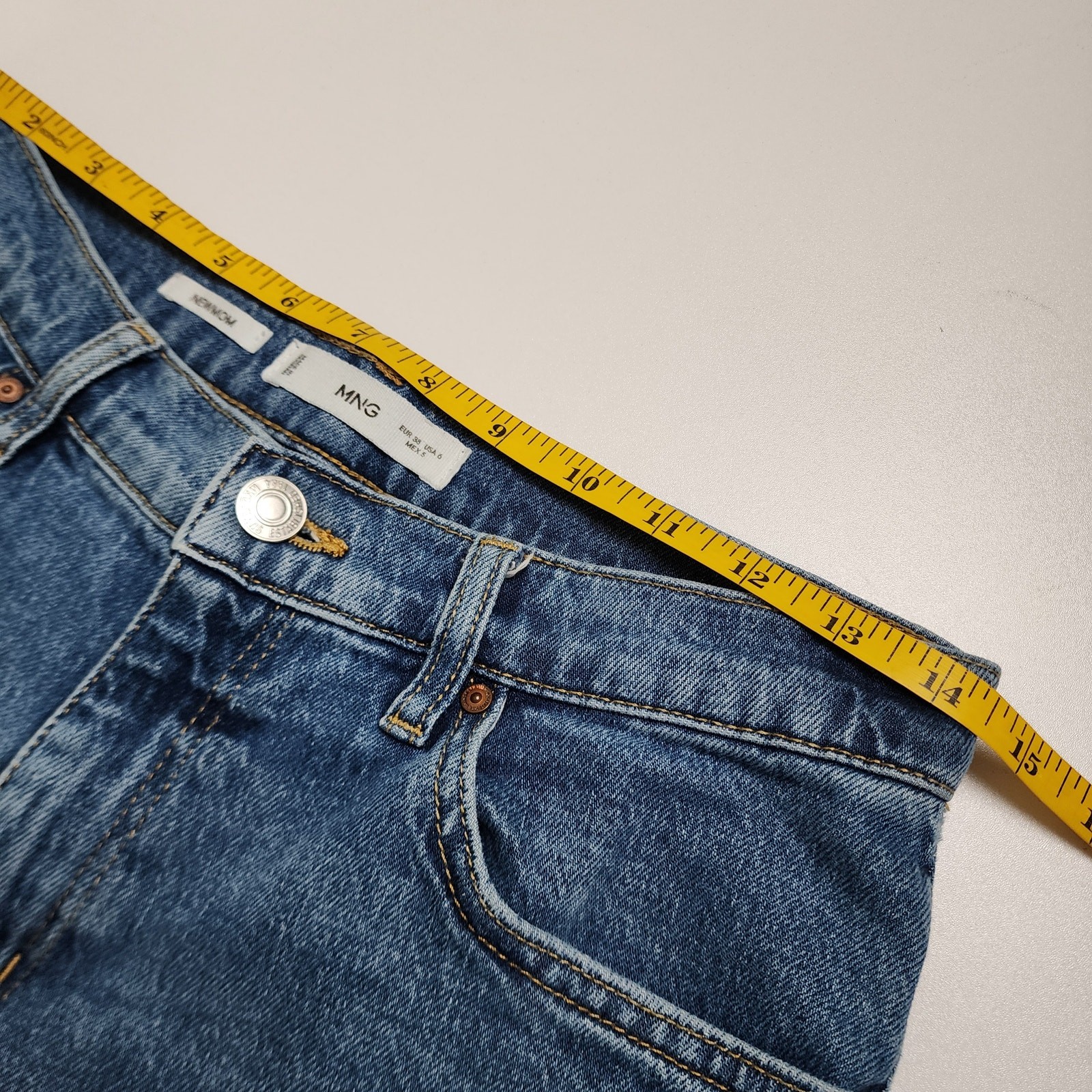 MNG Mango Womens Newmom Comfort High Rise Jeans Size 6 Medium Blue Denim Wash thumbnail 9