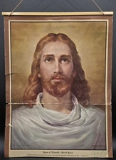 Vintage Lord Jesus Christ Peter V Bianchi Jesus Of Nazareth Christian Print 1950
